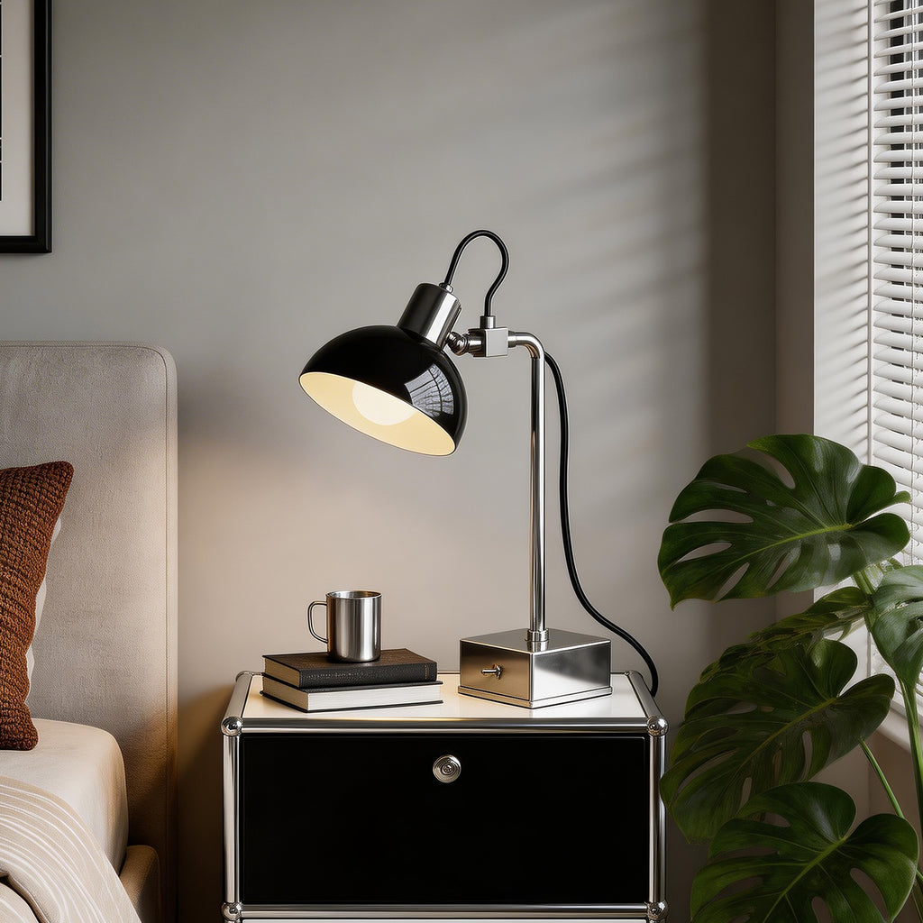Black E27 Desk Lamp with Adjustable Shade, 15.4 in