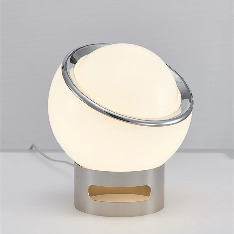 White Globe Table Lamp with Adjustable Shade, 10.2 in