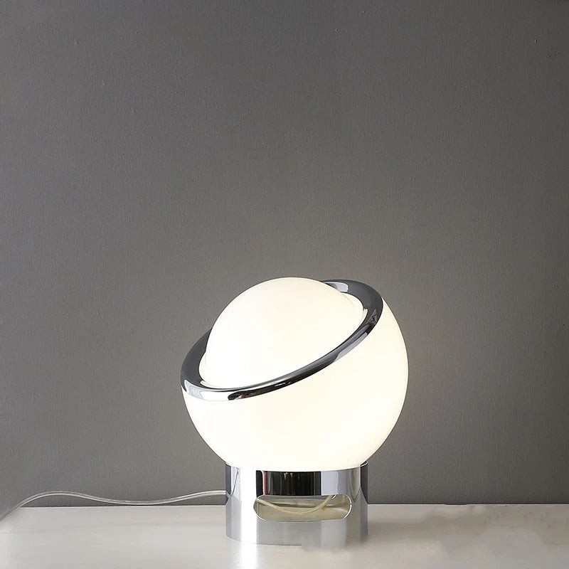 White Globe Table Lamp with Adjustable Shade, 10.2 in
