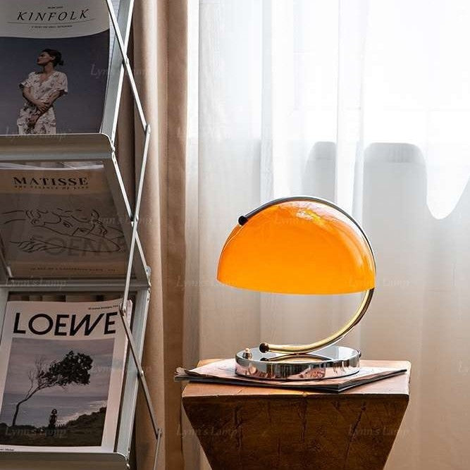 Orange LED Table Lamp with Curved Metal Frame
