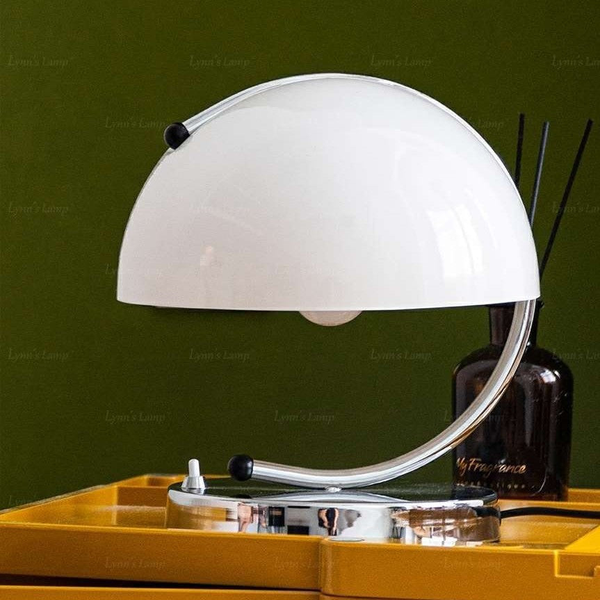 Orange LED Table Lamp with Curved Metal Frame