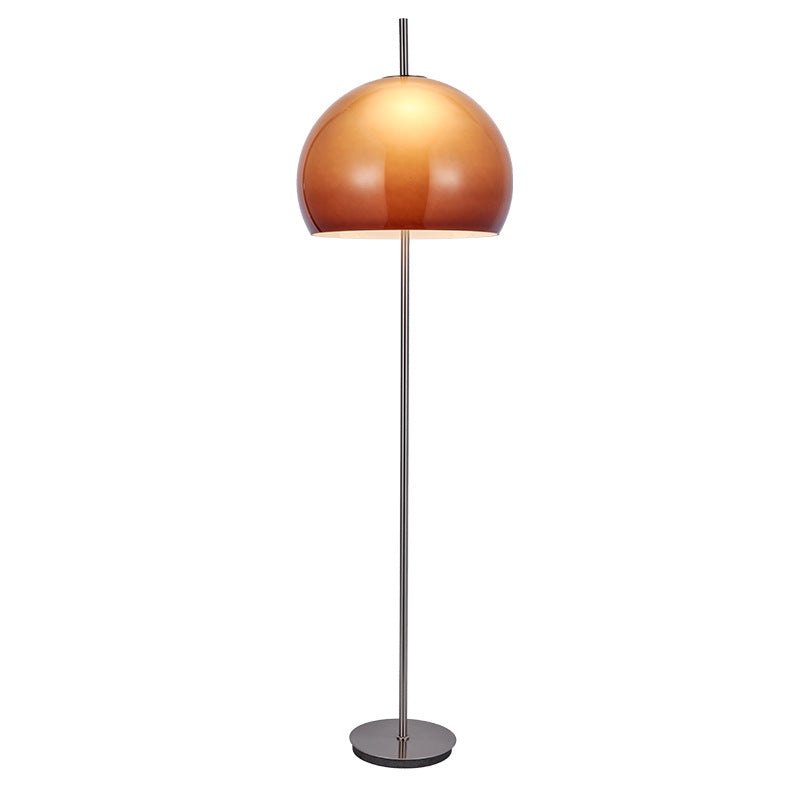Amber Glass Floor Lamp with Metal Frame, 63 in
