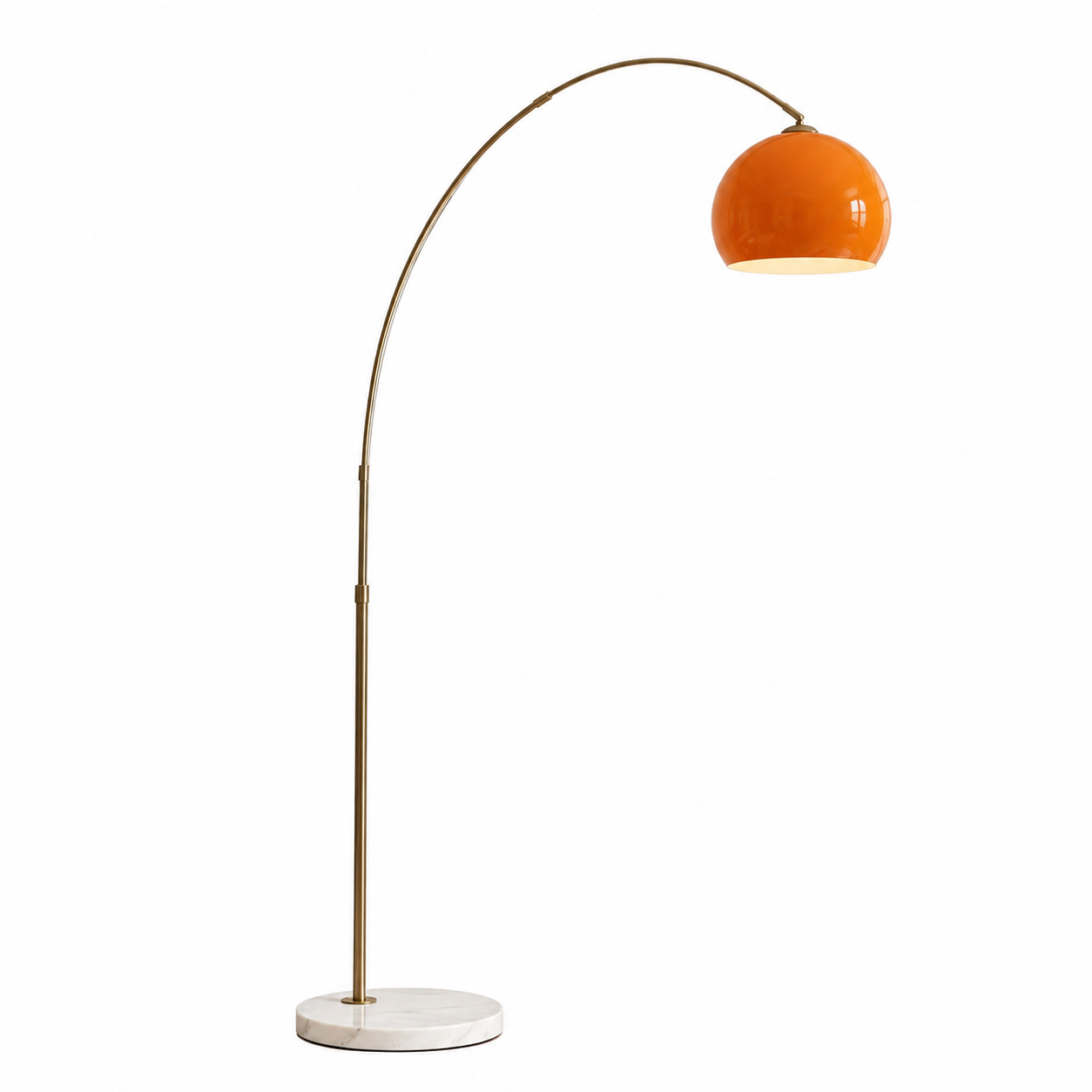 Vintage Orange Arc Floor Lamp with Acrylic Shade